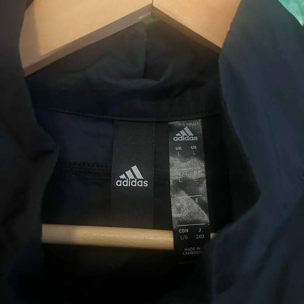Adidas Urban Q3 Track Sports Full Zip Light Jacket Mens Large Windbreaker Black